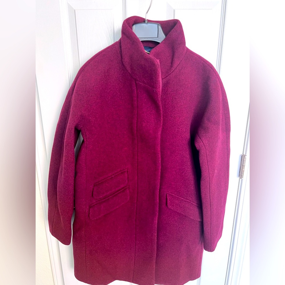 J crew maroon cocoon  coat size 4
